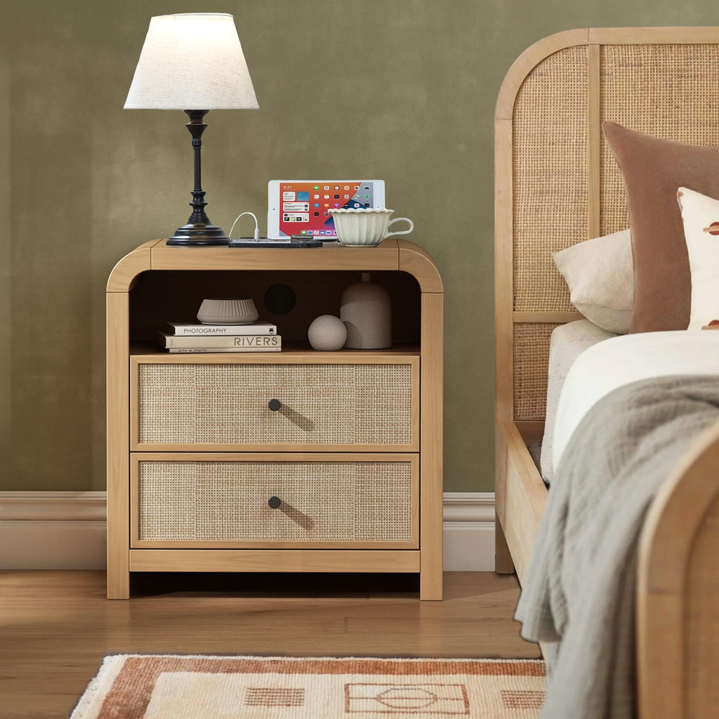 2 Drawer Tall Dresser, 23.6'' Rattan