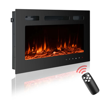 Electric Fireplace Insert 30 Inch, Wall Mounted, Remote Control, 12 Colors