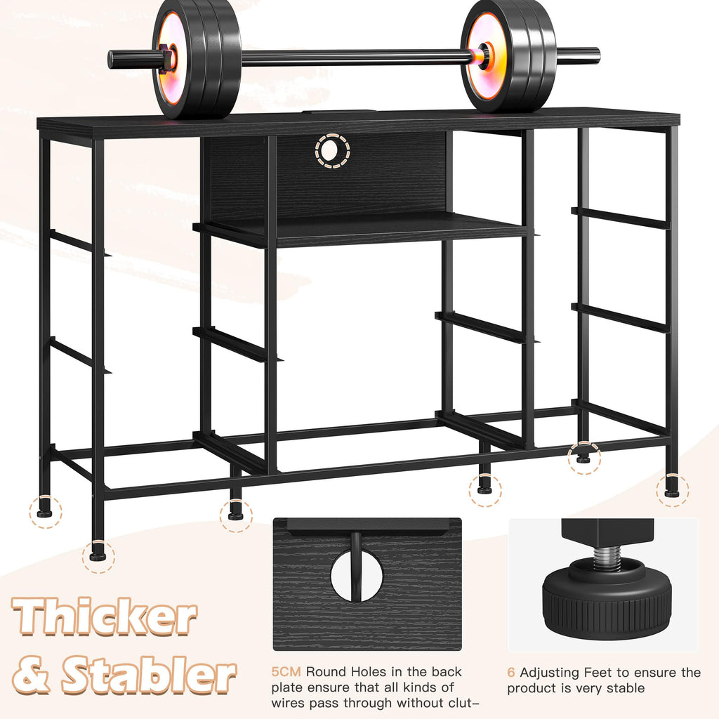 Dresser with LED & Charging Station, 8 Drawers Black