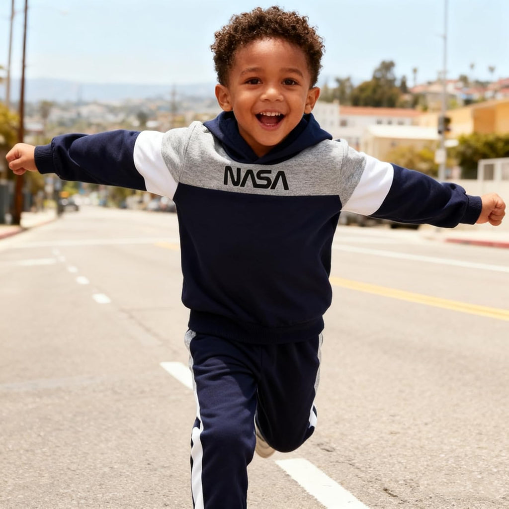 Toddler Baby Boy Clothes Long Sleeve Hooded Pullover Colorblock Sweatshirt + Pants 2pcs Fall Winter Outfit Set