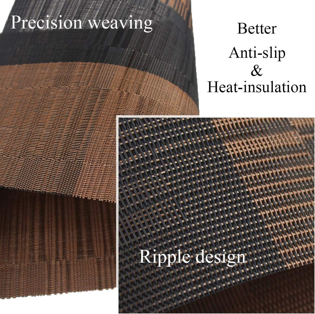 Placemats,Washable Vinyl Woven Table Mats,Elegant Durable Placemats for Dining Table (Bamboo-Brown) - Set of 6