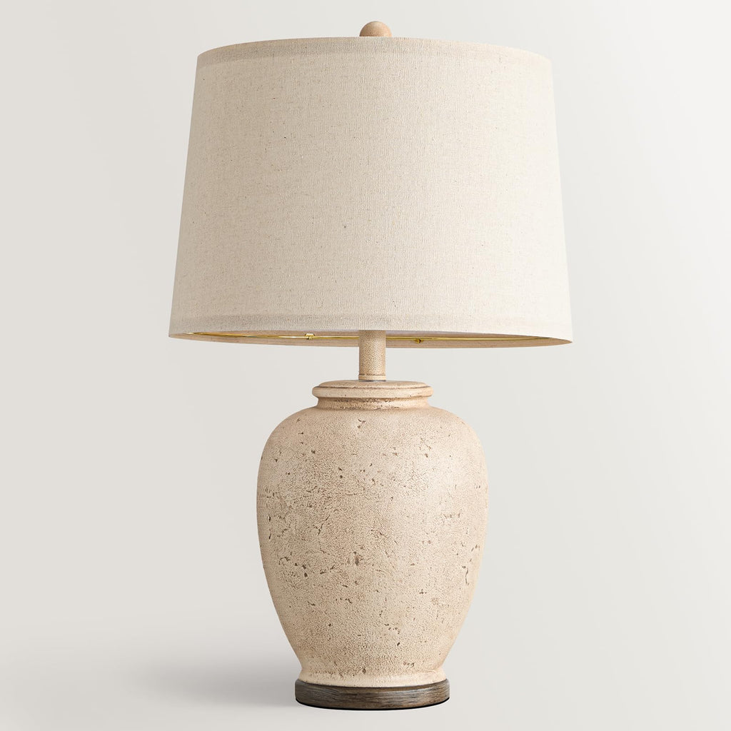 25" Vintage Ceramic Table Lamp Bedroom Retro White
