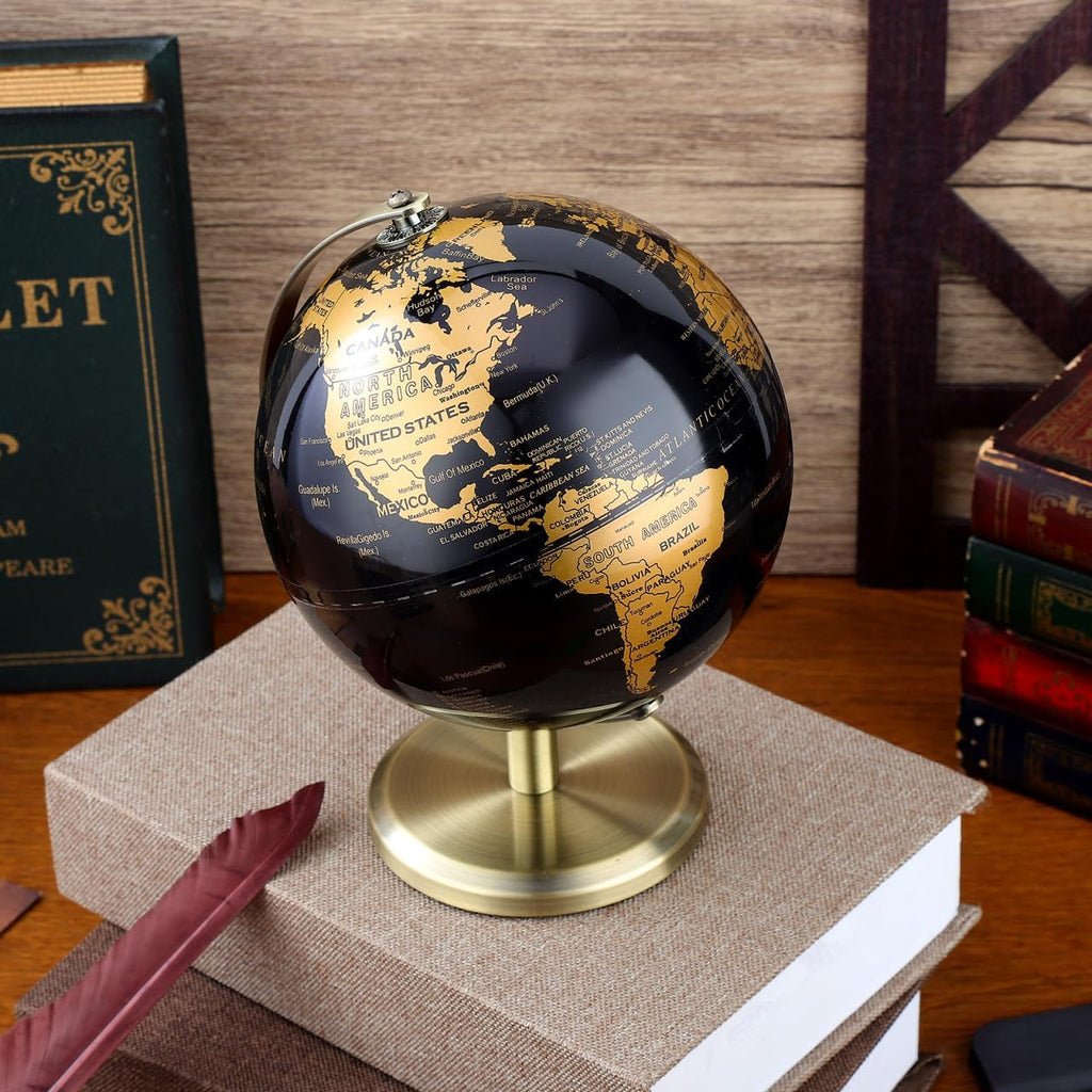 Geography Vintage Desktop World Globe European Luxury Rotating Globe Ornament Desk Table Decoration