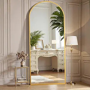 64"x 21.5" Arched Mirror Full Length, Full Body Mirror with Stand, Hanging Or Leaning for Wall, Floor Standing with