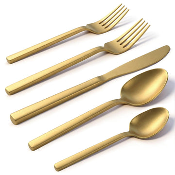 Matte Gold Silverware Set, Stainless Steel Flatware Set, Dishwasher Safe