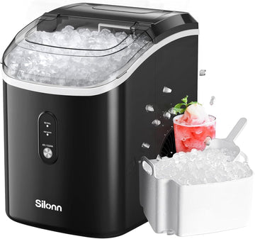 Nugget Ice Maker Countertop, Chewable Pellet Ice Machine with Self-Cleanin Function, 33lbs/24H Portable Ice Makers