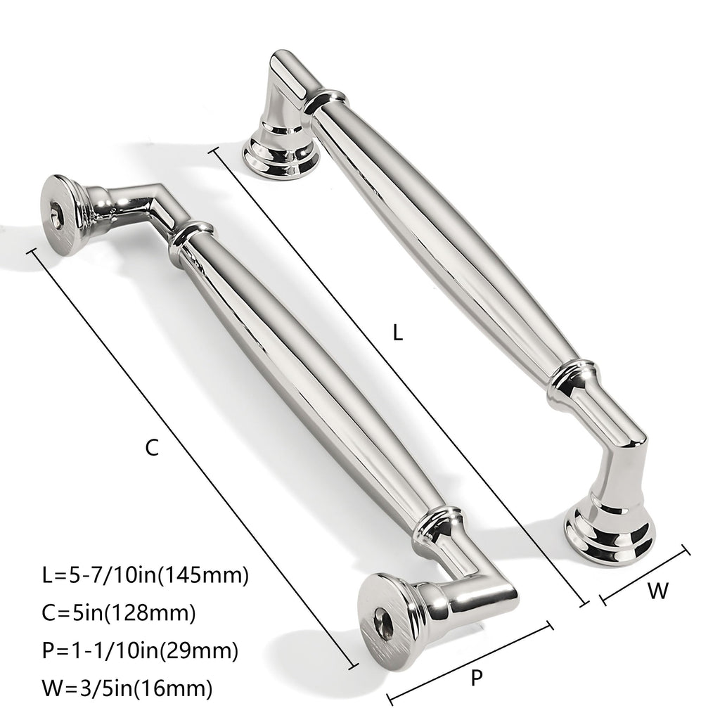 2 Pack 5 Inch Hole Center Polished Nickel Cabinet pulls Solid Heavy Duty Cabinet Pull Cabinet Handles Kitchen Cabinet