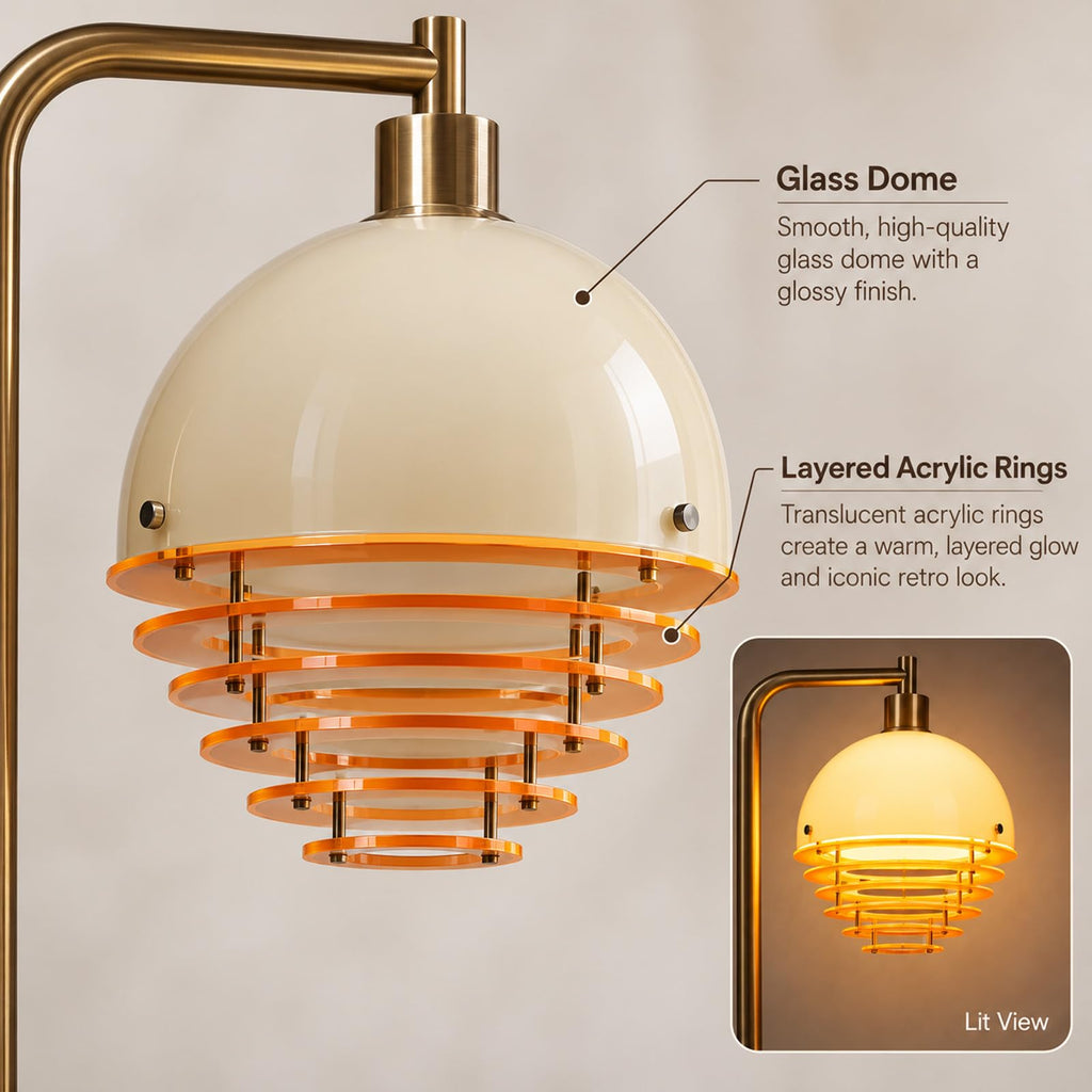 69" Sunset Arc Mushroom Orange Floor Lamp