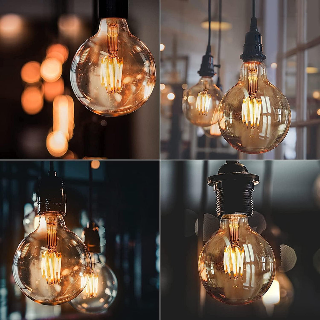 LED Vintage Edison Bulb G30/G95 4W LED Light Filament Bulb, Large Globe Bulb, E26 Base, Warm White 2700K