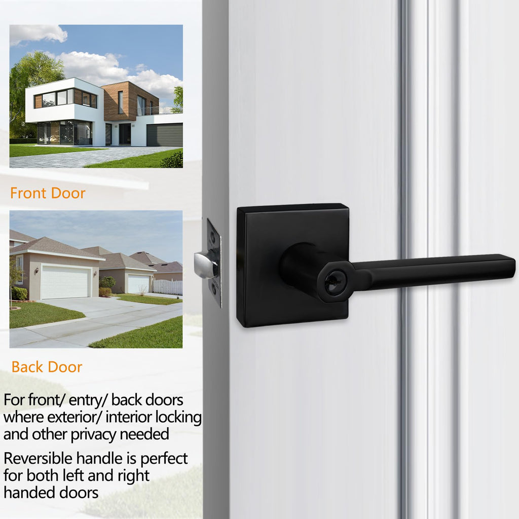 3Pack) Different Key Entry Lever Lock in Venetian Matt Black for Exterior Door,HD1601-DB-ET-3P