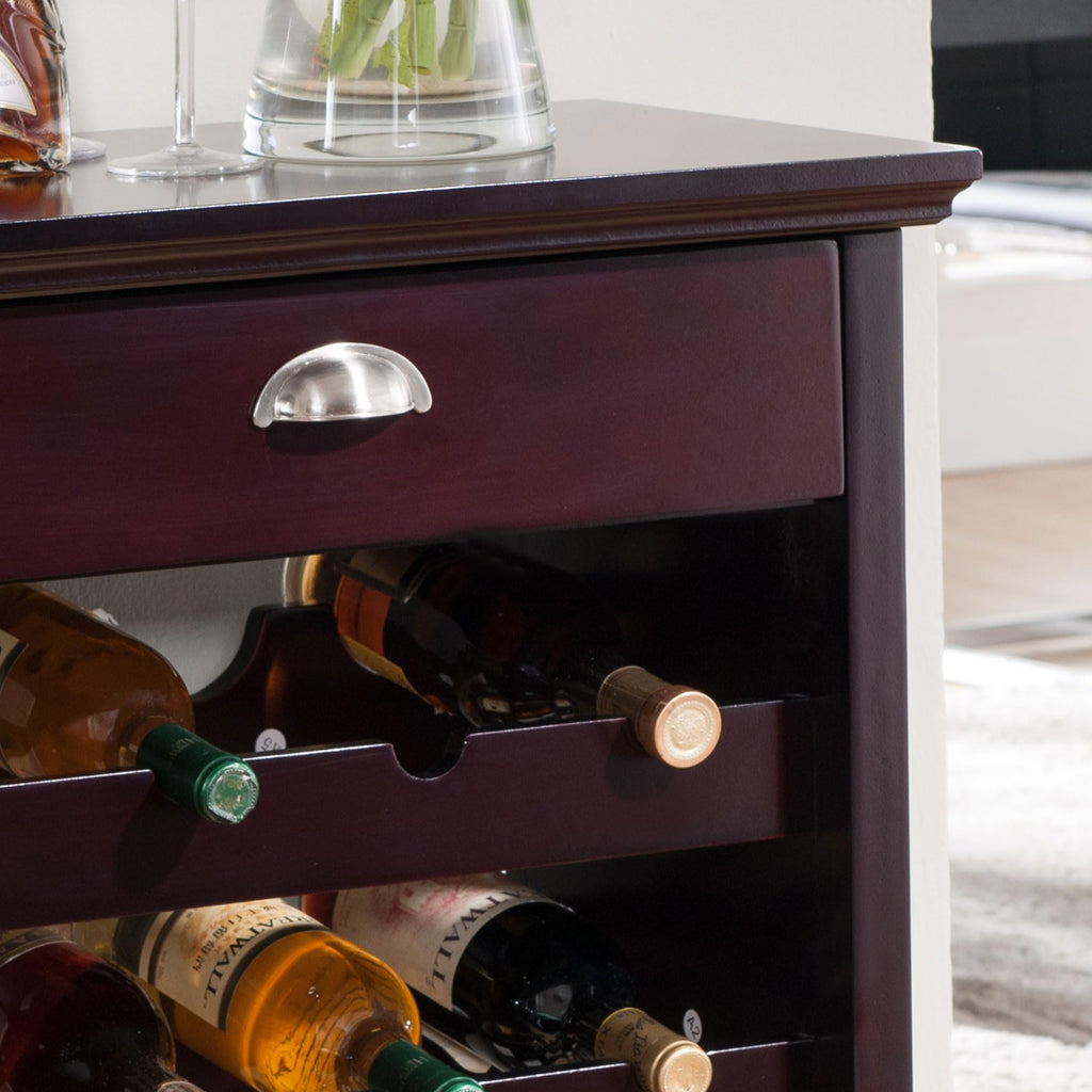 Wood Buffet Wine Rack Cabinet with Drawer, Dark Cherry