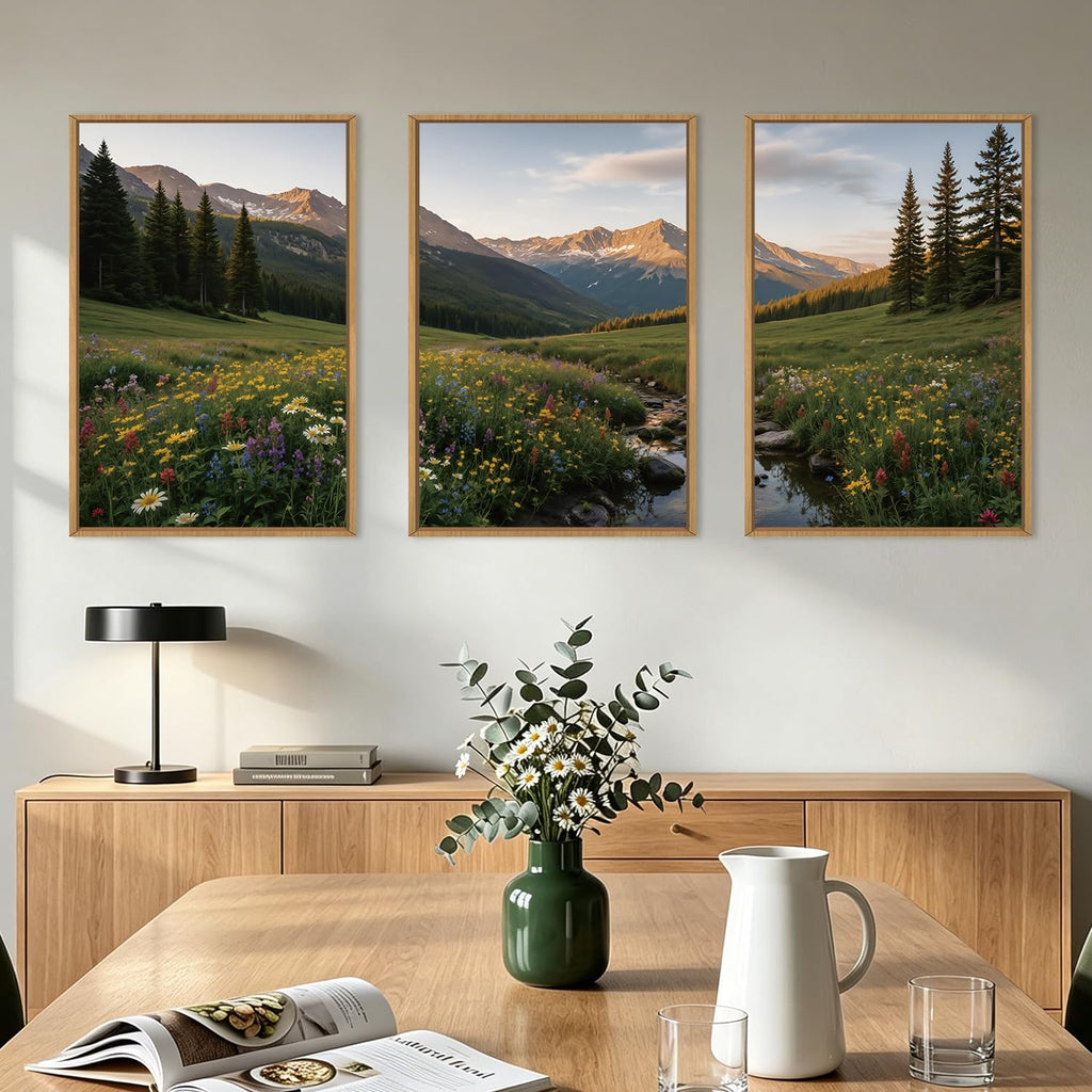 Mountains Landscape Canvas Wall Art, Nature Forest Wall Decor Framed