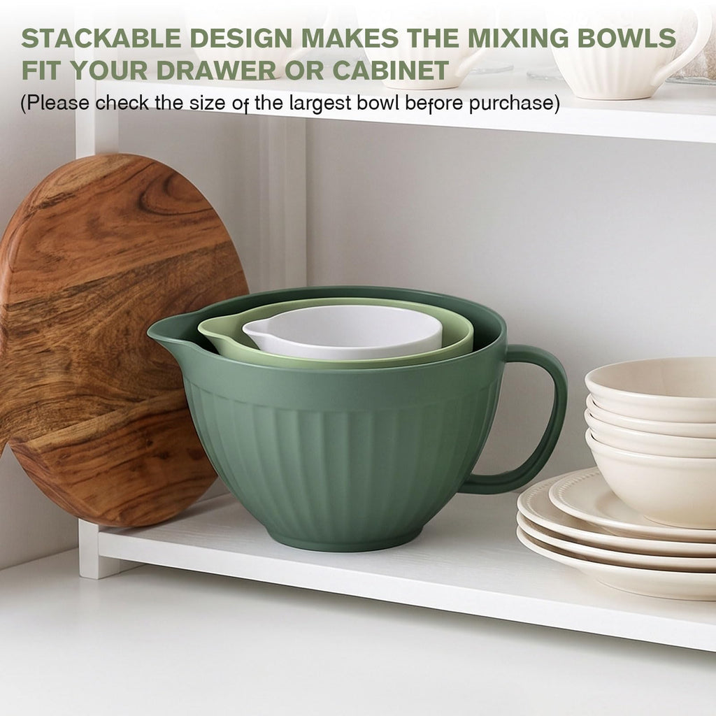 Mixing Bowls with Pour Spout Set of 3 (Gradient Green)