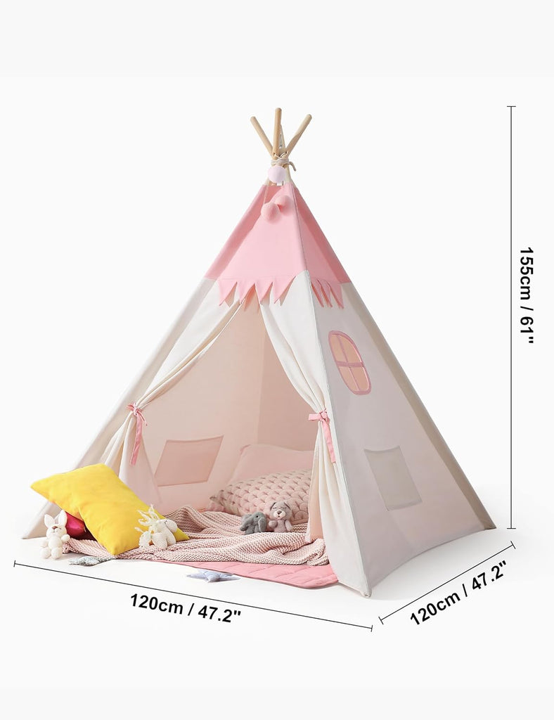 Teepee Tent for Kids, Cotton Play Tent with LED Lights