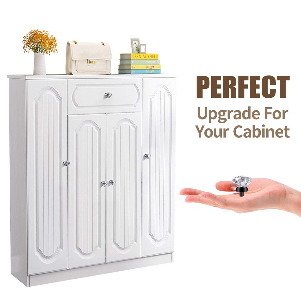 Cabinet Knobs Matte Black 8 Pack Glass Cabinet Knobs Vintage, Crystal Drawer Knobs and Pulls, Dresser Knobs