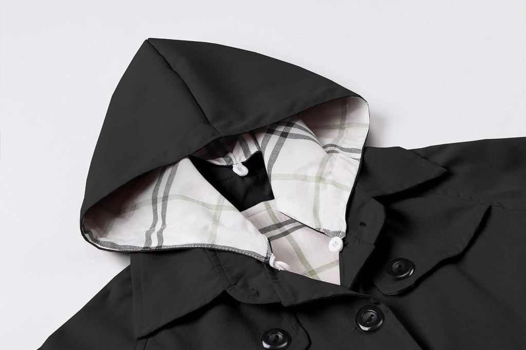 Girl's Single Breasted Trench Coat Hooded Dress Coat Outerwear
