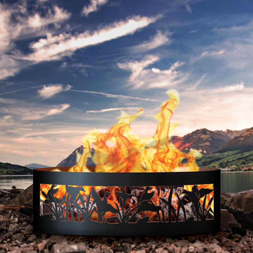 Flying Duck Unpainted 12 in. Tall 48 in. Diameter Outdoor Fire Ring with Fire Poker - 48 x 48 x 12 in.