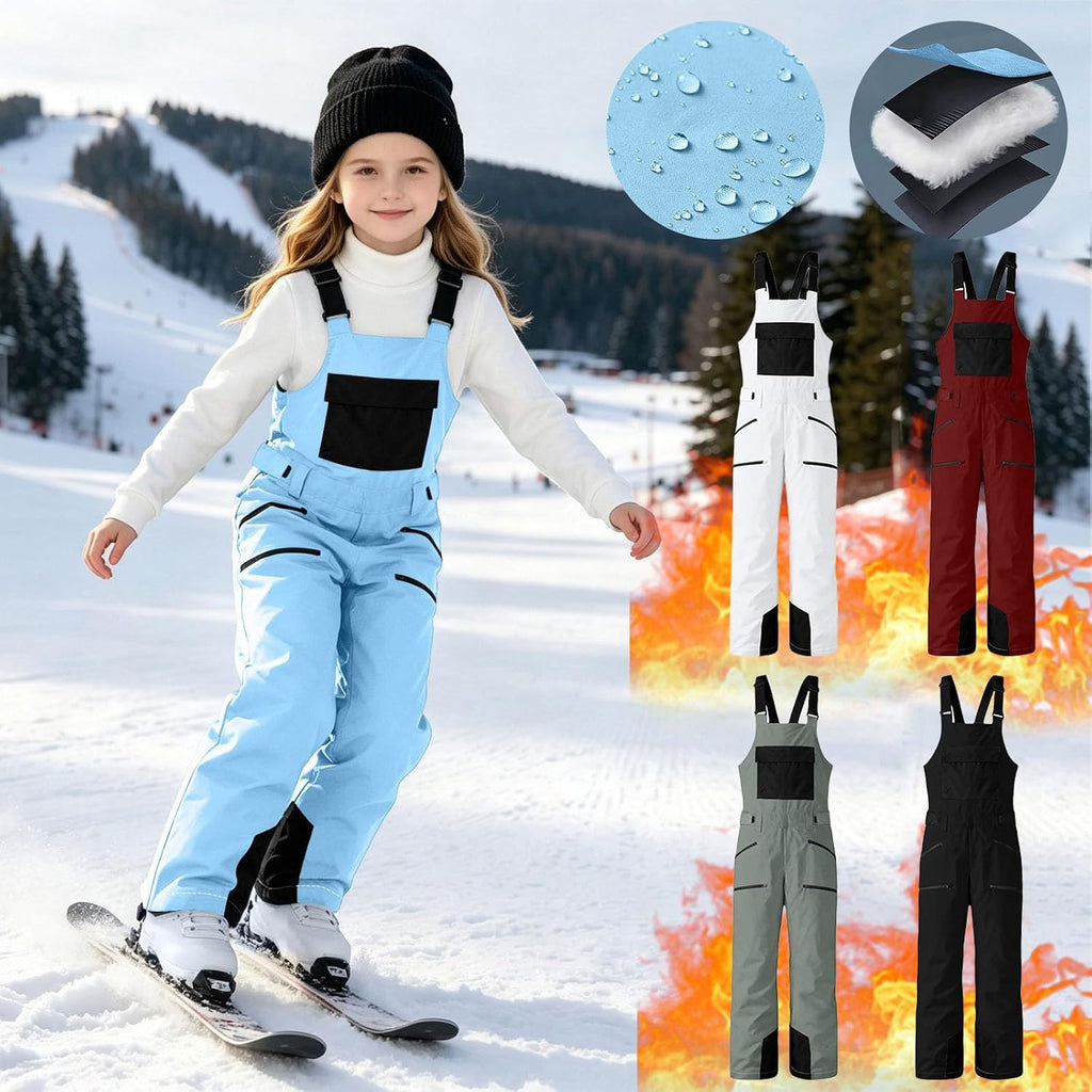 Kids Snow Bibs Winter Insulated Outdoor Ski Pants with Pockets