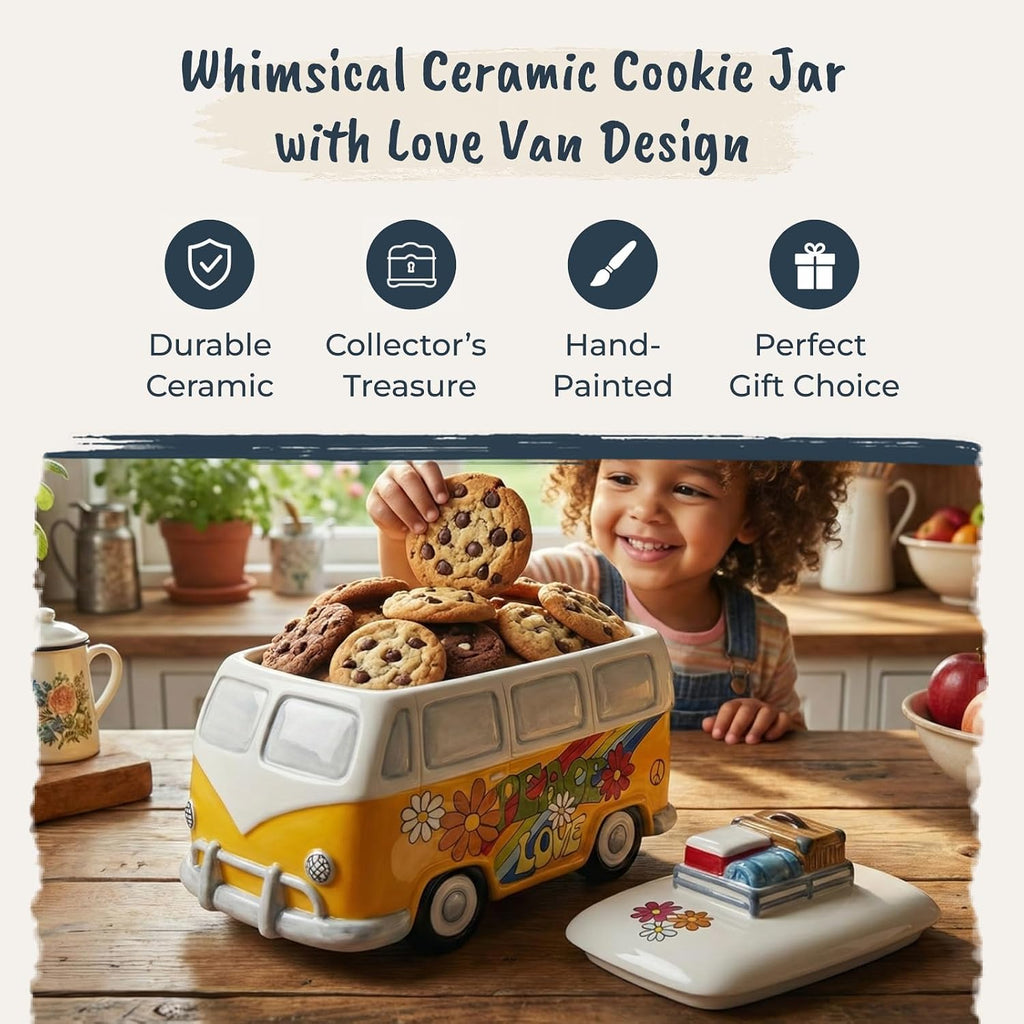Blue Sky Ceramics Love Van Cookie Jar, Multi (20390)