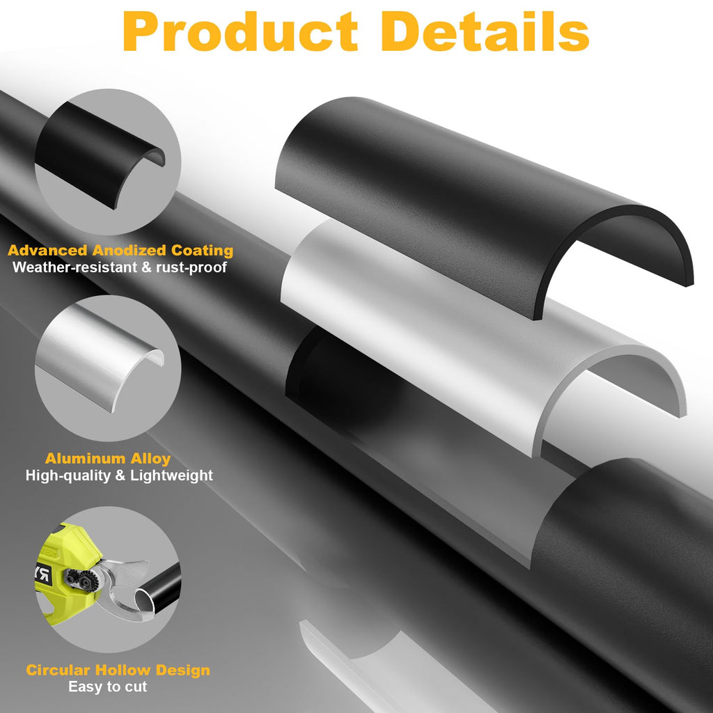 100 Pack 36" Aluminum Deck Balusters, 3/4" Diameter Black Metal Deck Spindles with Connectors and Screws, Hollow