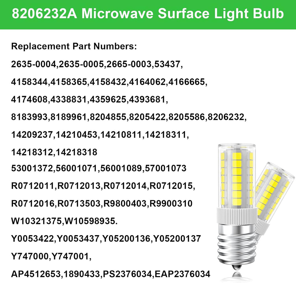 LED Microwave Light Bulbs Under Hood 40W Equivalent, E17 LED Bulb Dimmable for Range Hood, Refrigerator, 3W 360LM LED