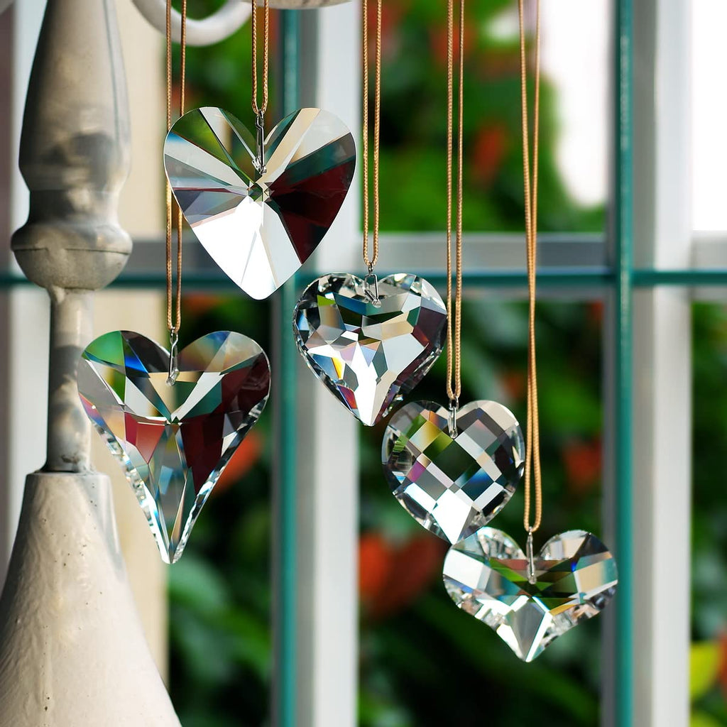 5pcs Heart Crystal Prisms Suncatcher Ornament Pendant Gifts