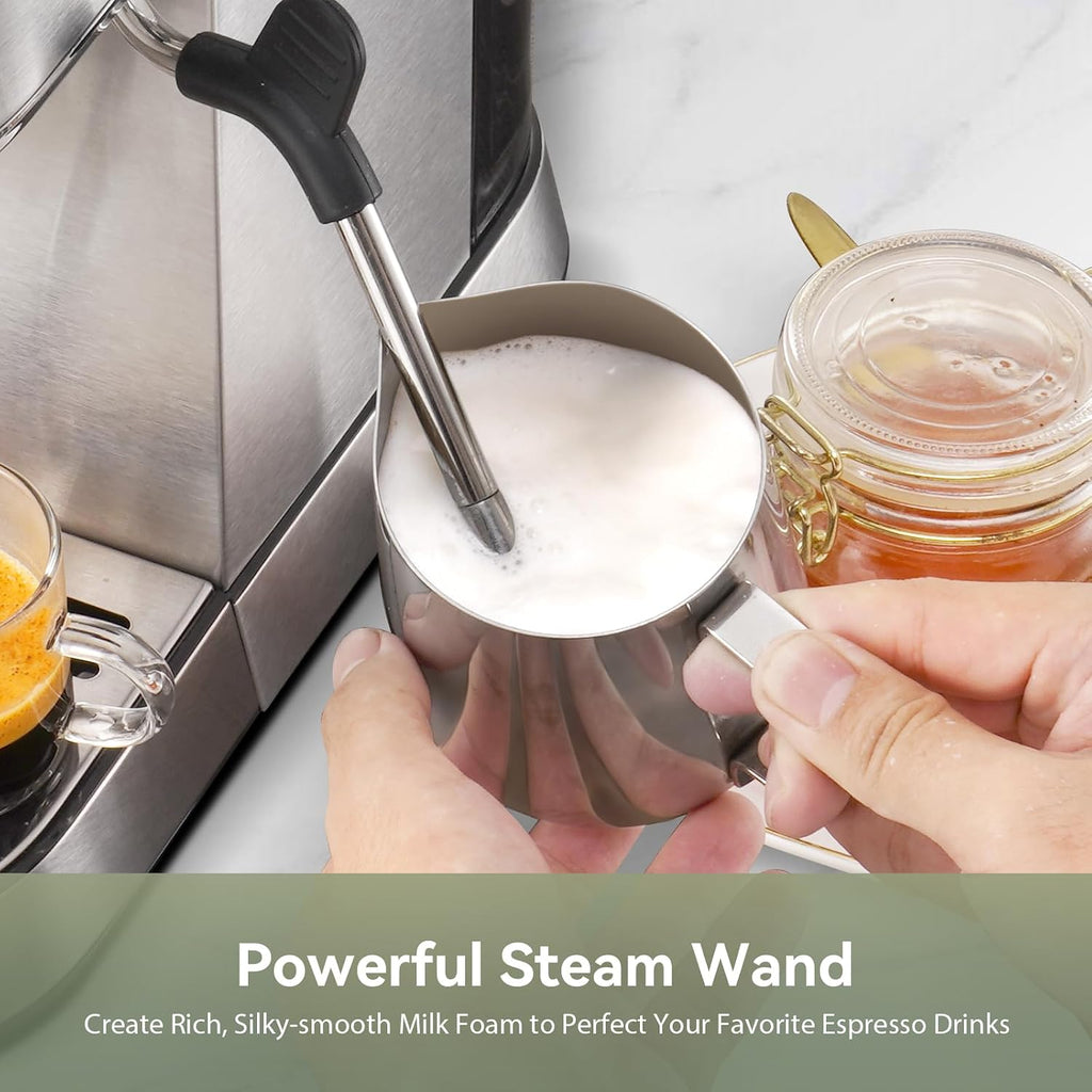 20 Bar Compact Espresso Machine ,Latte、Cappuccino Coffee Maker | BPA-free;34oz Water Tank;Built-in Pressure