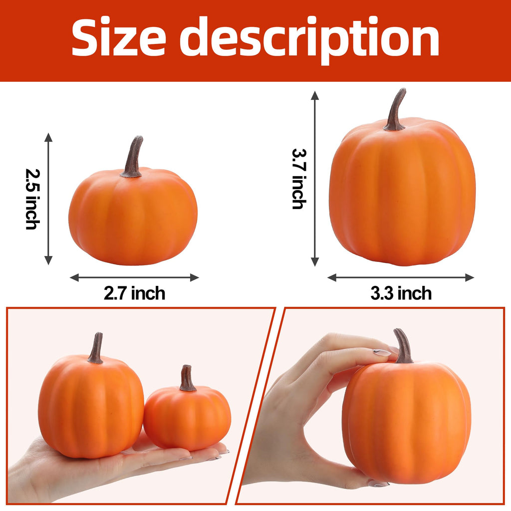 Orange Artificial Pumpkins, Harvest Decor Foam Pumpkin 8 PCS Set
