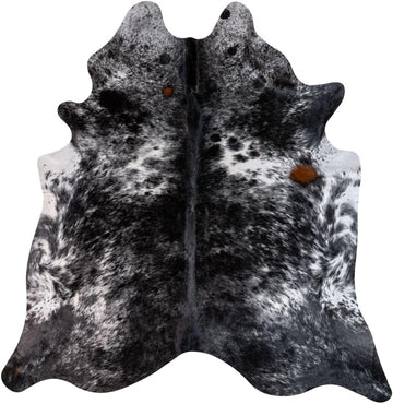 100% Genuine Brazilian Cowhide Rug - Black Salt and Pepper - Luxury Cowskin Leather Area Rug Décor 7 x 6 feet