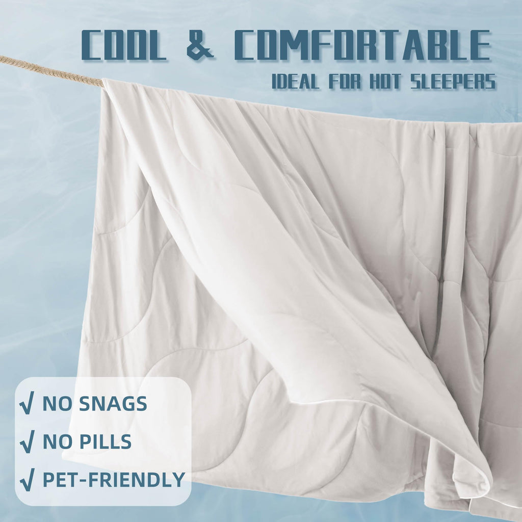 Cooling Comforter, White Cooling Blanket Twin Size, Cooling Duvet for Hot Sleeper, Breathable Summer Quilt