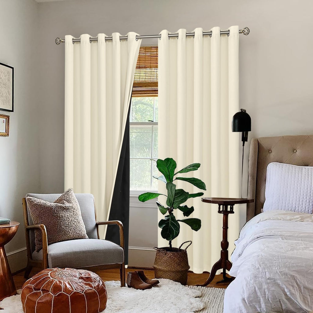 Thermal Insulated 100% Blackout Curtains 84 Inch Length 2 Panels, Total Light Blocking Curtains, Grommet Window