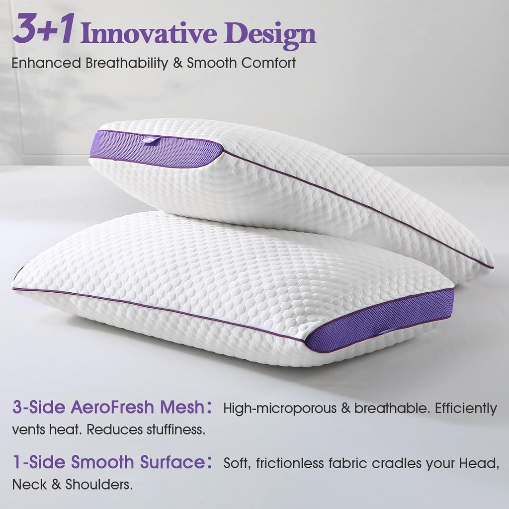 Shredded Memory Foam Pillow King Size, Cooling Bed Pillow for Sleeping, Adjustable Firm Soft Support for Side Back