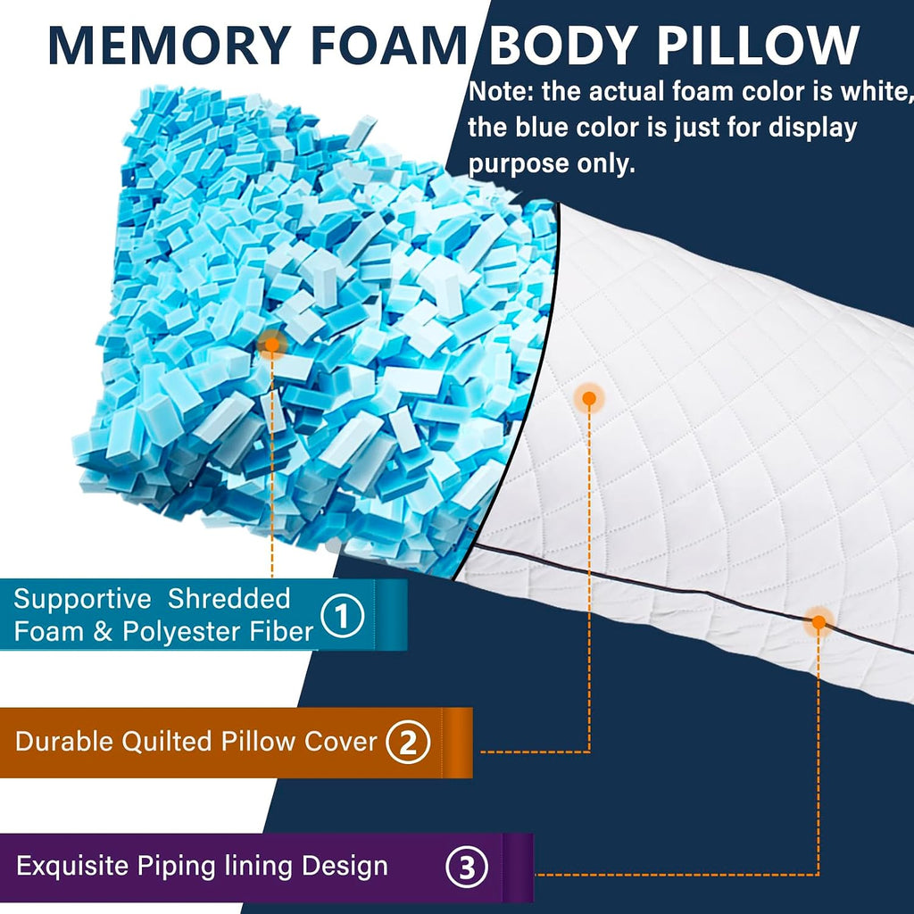 Body Pillow, Memory Foam Body Pillows for Adults Sleeping, Long Pillow for Bed, Big Large Firm Full Body Pillow for