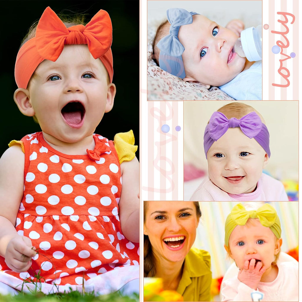 42 Pcs Baby Bows Nylon Headbands for Baby Girls Knotted