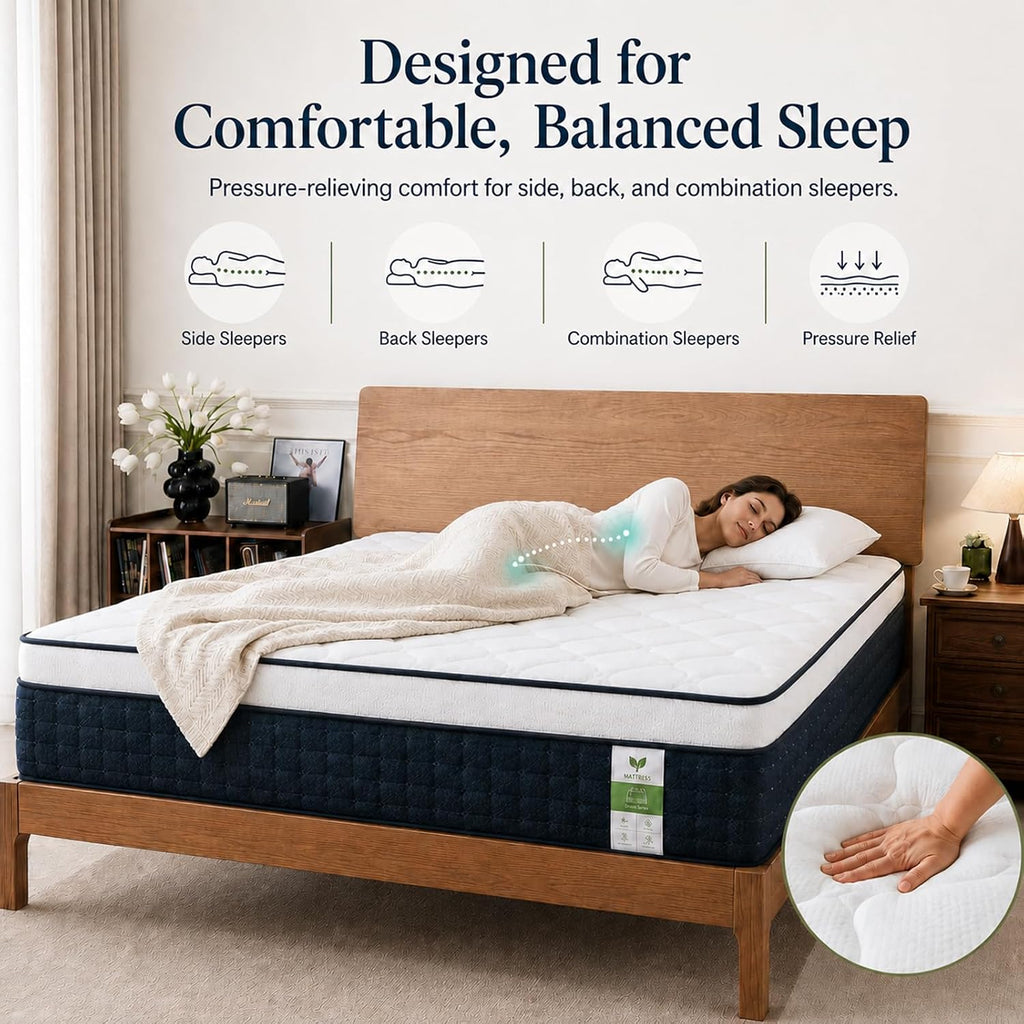 14 Inch King Size Mattress, Medium Firm Hybrid King Mattress in a Box,80x76 | Memory Foam & Pocket Springs, Motion