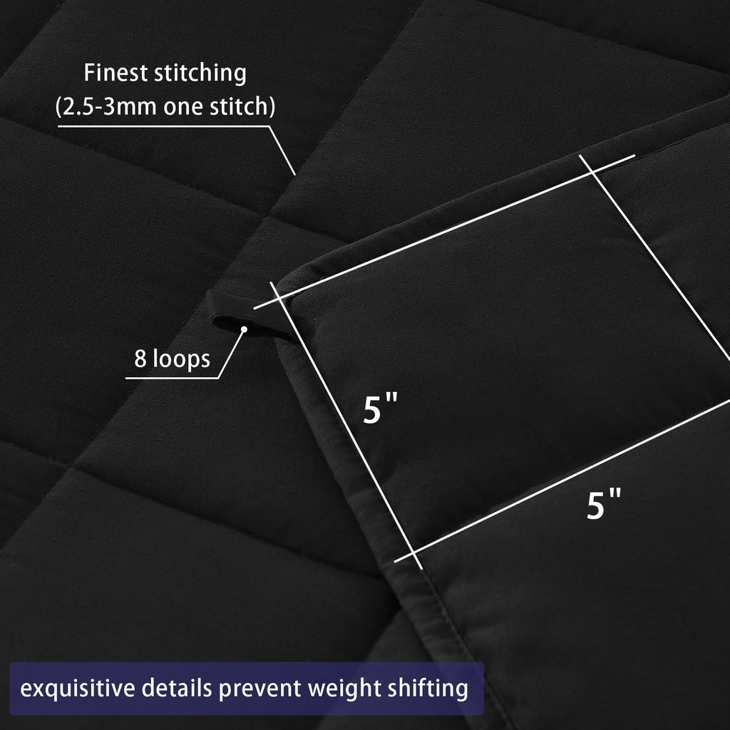 Weighted Throw Blanket for Adults 20lbs Queen, 60" x 80", Black
