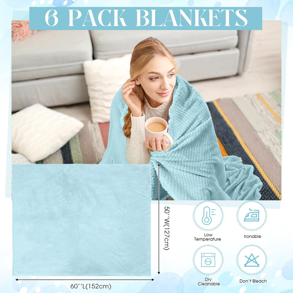 6 Pcs Wedding Blankets for Guests Bulk, Fleece Waffle, Graceful