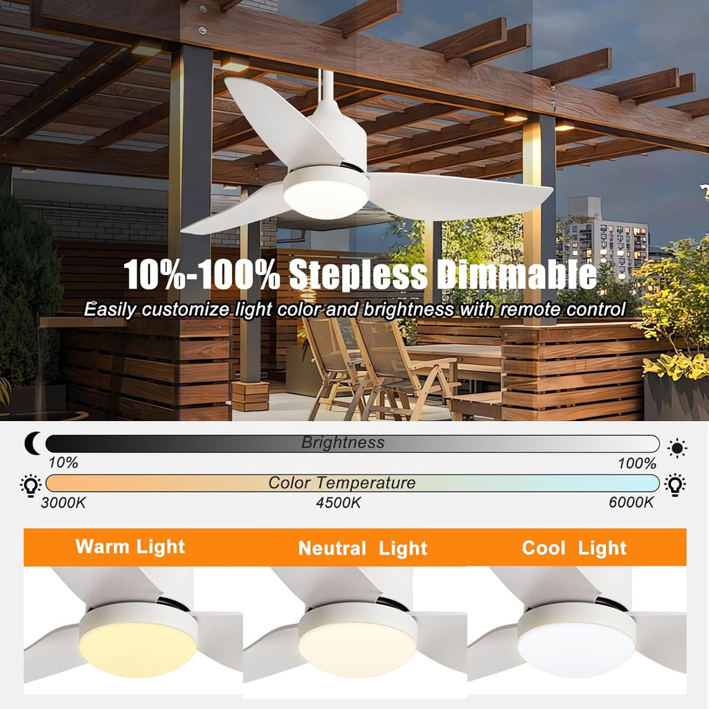 42 Inch White Waterproof Gazebo Fans with Lights Outdoor Hanging - Plug in Remote App Control for Patio Indoor Farmhouse Porch - 6 Speed Reversible DC Motor A101-B0F4NKYBWR