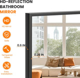 Full Length Floor Mirror 56"x15", Standing Mirror with Aluminum Frame, Large Body Mirror , Black