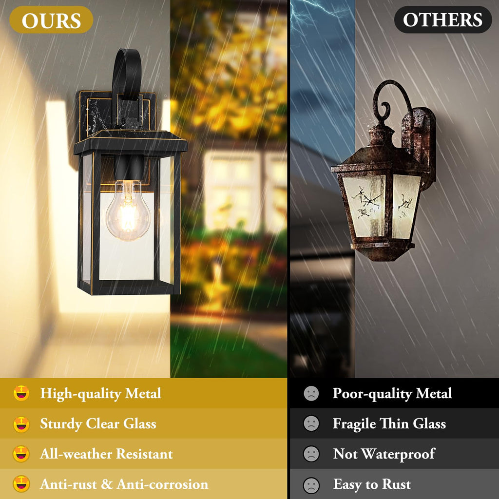 2-Pack Outdoor Wall Light Fixtures, Modern Porch Sconces, Bronze