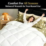 Goose Down Fiber Comforters Twin, All Season Luxury White Duvet Insert, 100% Cotton Fabric