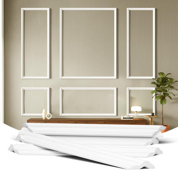 6-Frame Premade Accent Wall Molding Kit, Ready-to-Assemble Wainscoting Panels, Pre-Cut Chair Rail Moulding Trim