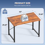 40 Inch Small Computer Office Desk Modern Simple Style Writing Study Work Table Bedroom - Modern Brown