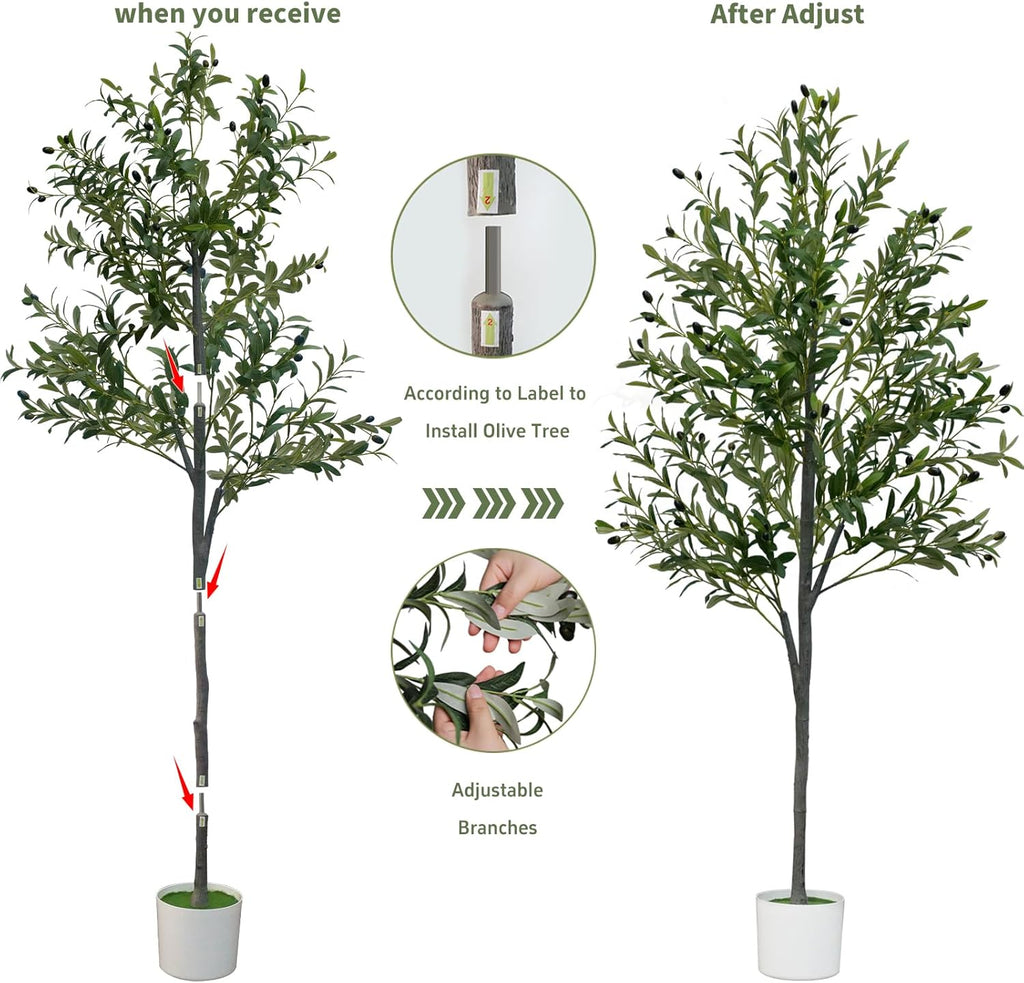 6FT Tall Artificial Olive Tree Faux Fake Silk Potted Plant with Fruits