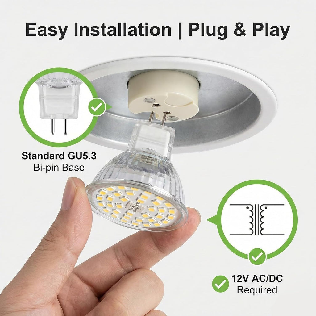 MR16 LED Bulbs 5W, 12V Low Voltage GU5.3 LED Spotlight Bulb, Non-dimmable, 450Lm, 120° Flood Beam Angle
