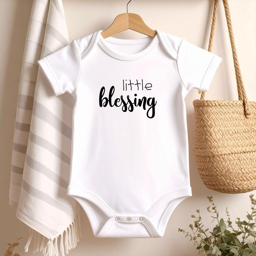 Organic Cotton Baby Onesie "Little Blessing" Infant Bodysuit, Soft Breathable Newborn Outfit, Unisex Baby Clothes