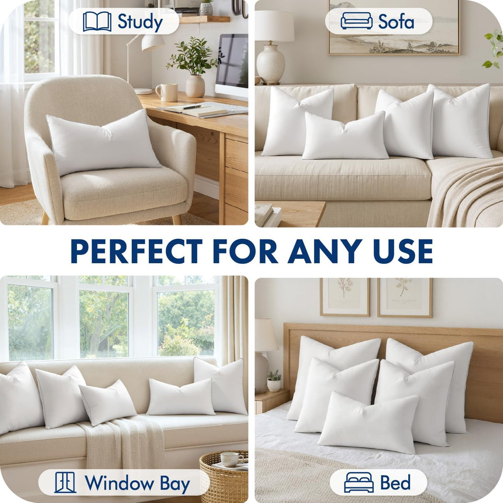 18x18 Inch Pillow Inserts with 100% Cotton Cover - Set of 2