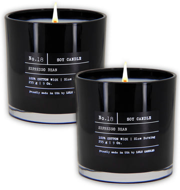 Espresso Bean | Luxury Scented Soy Jar Candle | Hand Poured in The USA | Highly Scented & Long Lasting (9 Oz. 2 Pack)