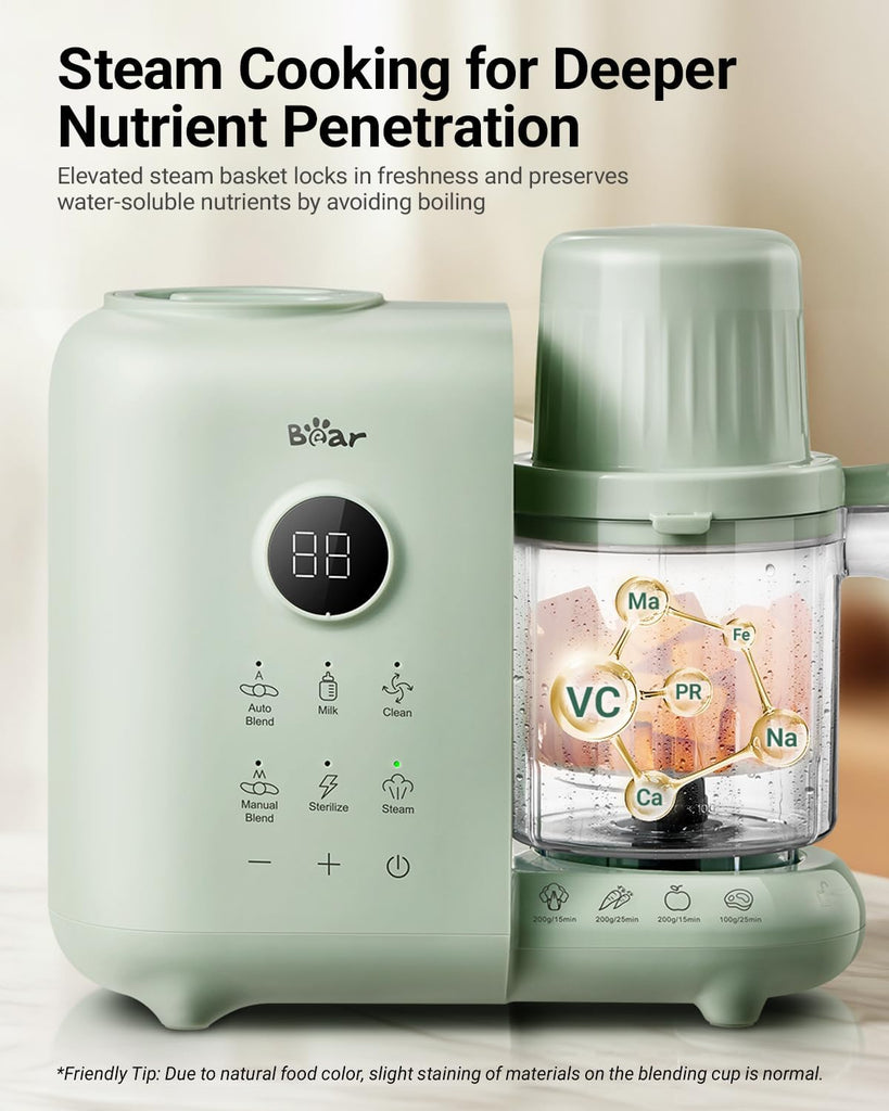 Baby Food Maker Steamer&Blender with Dual-Layer Steam Baskets, 18.5oz