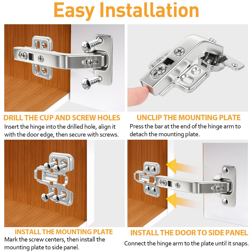 135 Degree Lazy Susan Hinge, 48mm Corner Kitchen Cabinet Hinges, Concealed, 3D Adjust for Corner Door, Cupboard